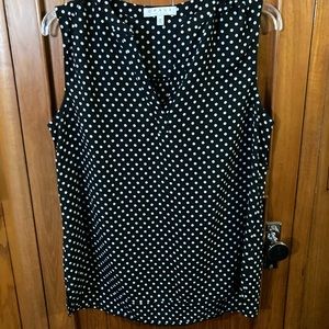Sleeveless black white polka dot top